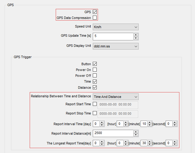 GPS settings