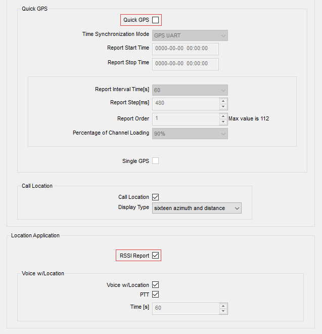 GPS settings